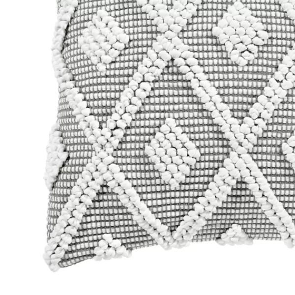 Pillows-Kirkland's Home Earl Gray Diamond Knot Tufted Throw Pillow Gray/White