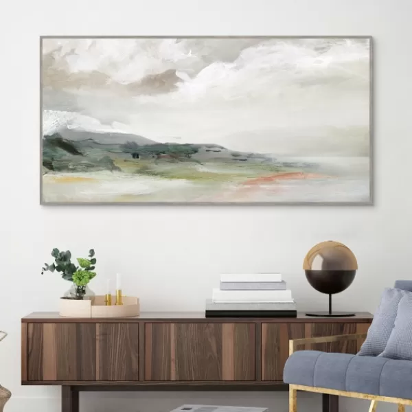 Framed Art-Kirkland's Home Earth And Clouds Abstract Framed Wall Art White/Green/Orange