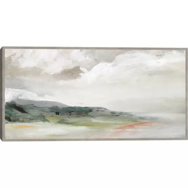 Framed Art-Kirkland's Home Earth And Clouds Abstract Framed Wall Art White/Green/Orange