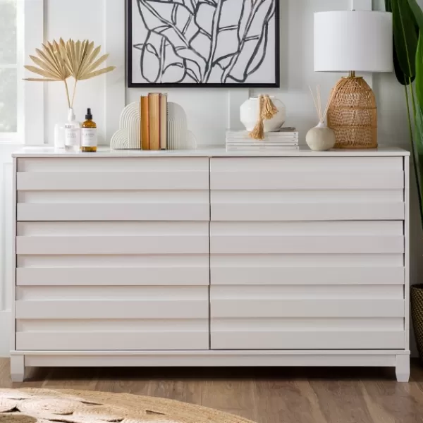 Dressers & Chests-Kirkland's Home Eco Pine Wood Channeled Drawer Dresser White