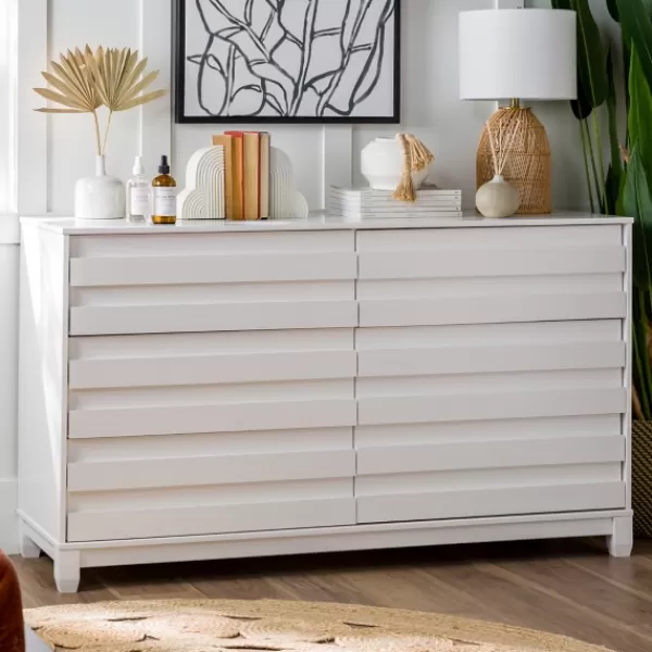 Dressers & Chests-Kirkland's Home Eco Pine Wood Channeled Drawer Dresser White