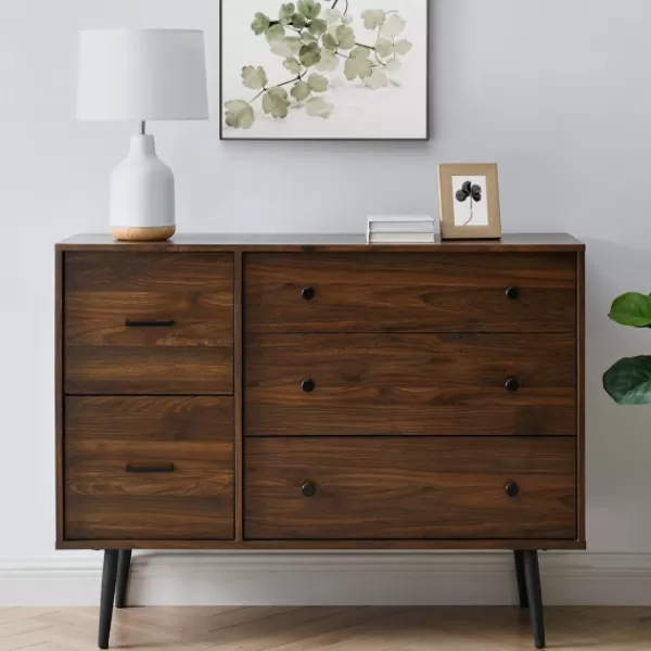 Dressers & Chests-Kirkland's Home Eden Dark Walnut Tapered Legs Dresser Brown