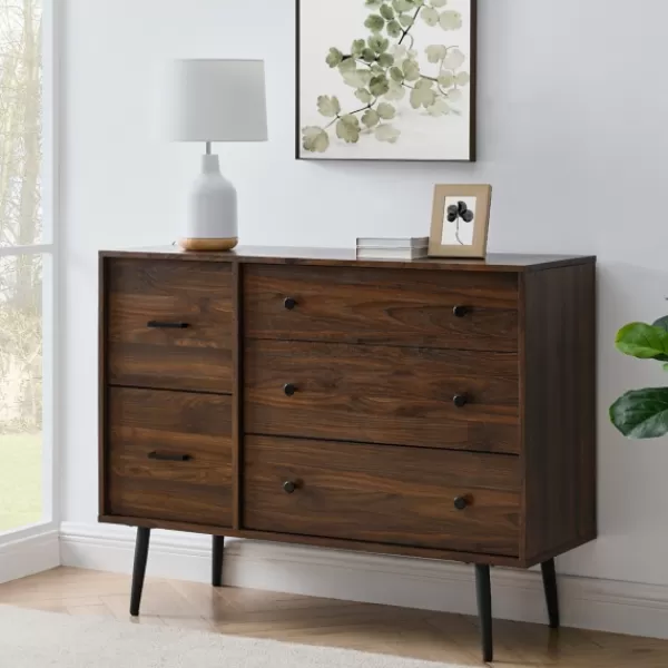 Dressers & Chests-Kirkland's Home Eden Dark Walnut Tapered Legs Dresser Brown