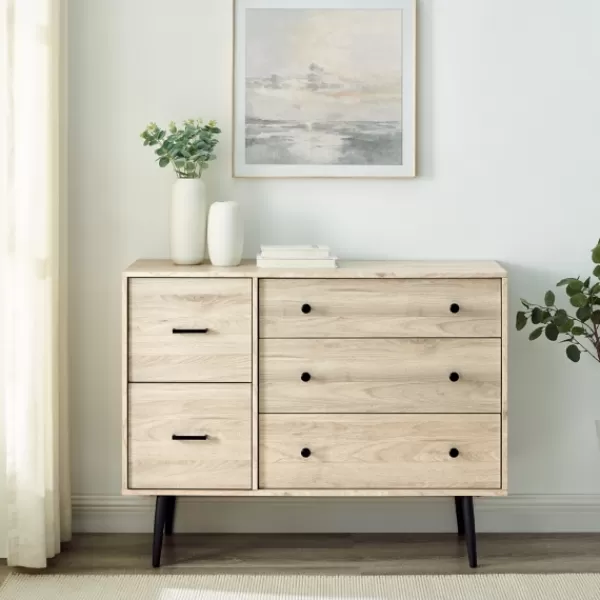 Dressers & Chests-Kirkland's Home Eden Light Birch Tapered Legs Dresser Ivory