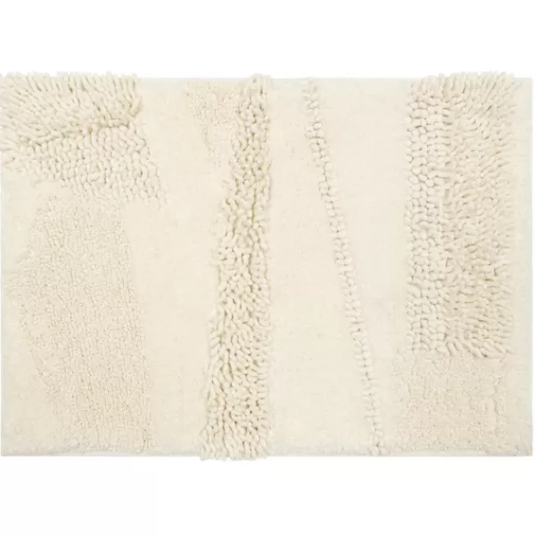 Bathroom Rugs-Kirkland's Home Eggshell Asymmetrical Cotton Bath Mat, 24 In. White