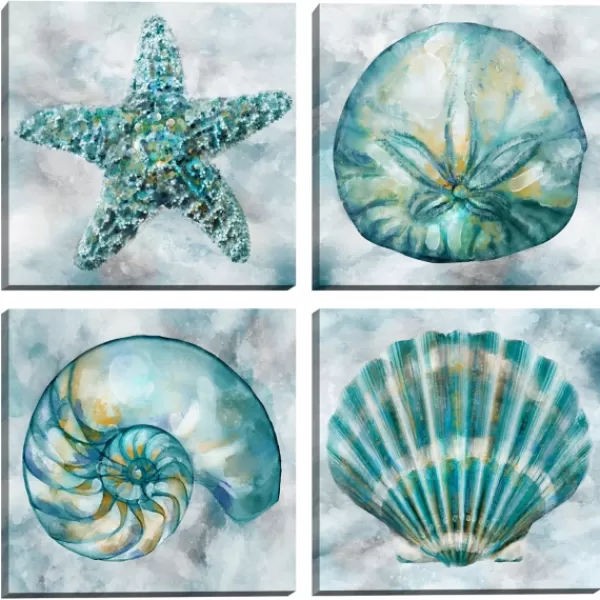 Canvas Art-Kirkland's Home Elegant Shells Canvas Art Prints, Set Of 4 Blue