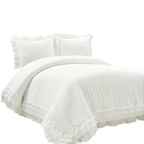 Duvets-Kirkland's Home Ella Ruffle 3-Pc. Full/Queen Duvet Set White