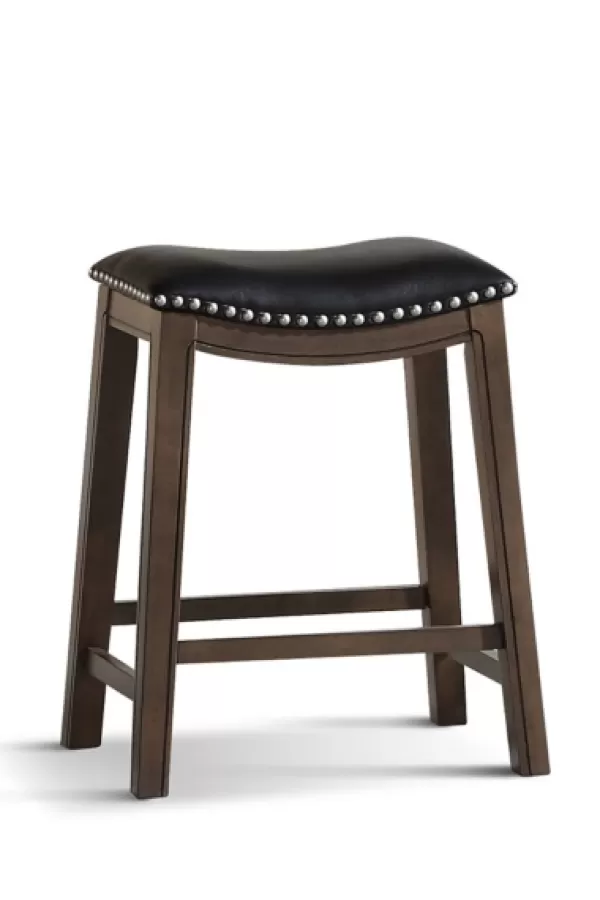 Bar Stools & Counter Height Stools-Kirkland's Home Ella Saddle Counter Stool With Nailhead Trim Black