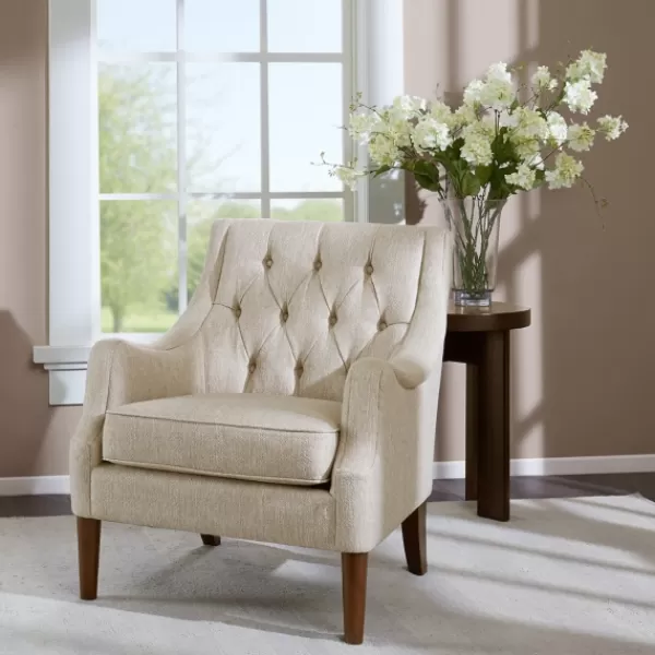 Accent Chairs-Kirkland's Home Elle Tufted Cream Accent Chair White