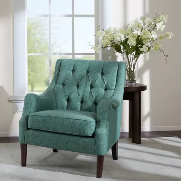 Accent Chairs-Kirkland's Home Elle Tufted Teal Accent Chair Blue