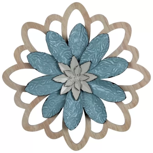 Wall Plaques-Kirkland's Home Embossed Metal Flower Wall Plaque Blue