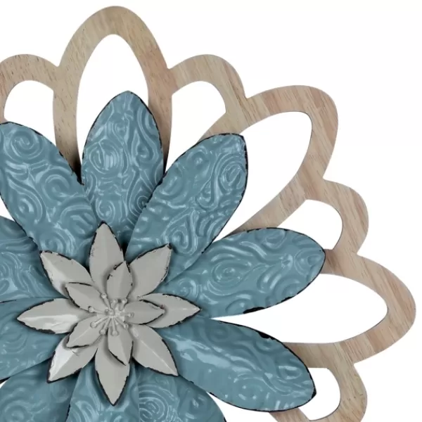 Wall Plaques-Kirkland's Home Embossed Metal Flower Wall Plaque Blue