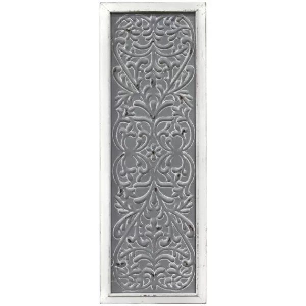 Wall Plaques-Kirkland's Home Embossed Metal Panel Wall Plaque Gray/White