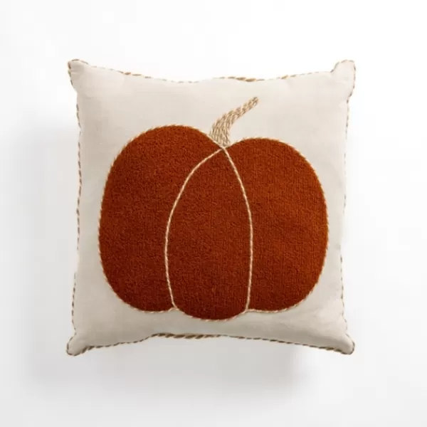 Pillows-Kirkland's Home Embroidered Pumpkin Pillow Orange