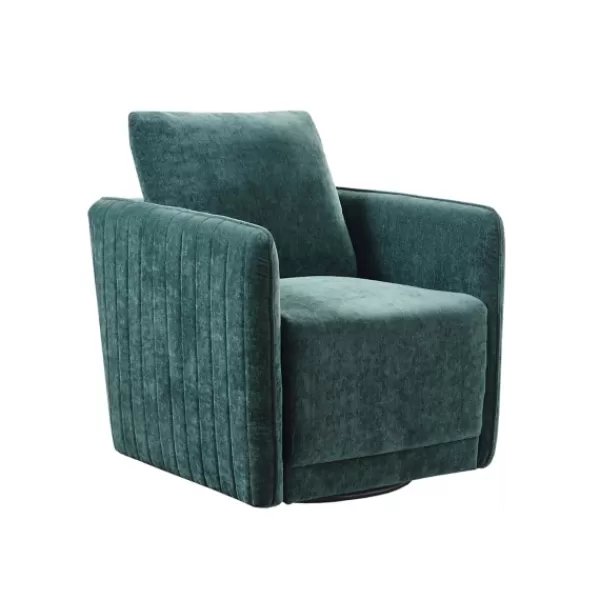 Accent Chairs-Kirkland's Home Emerald Textured Arm Swivel Accent Chair Green