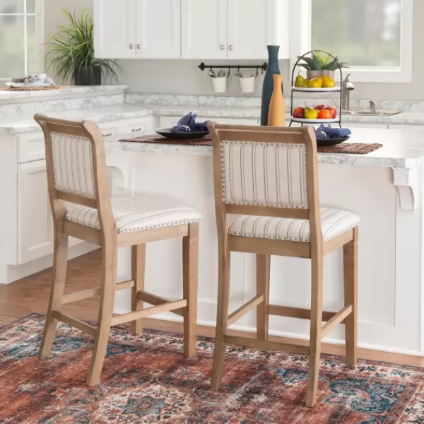 Bar Stools & Counter Height Stools-Kirkland's Home Emma Gray Counter Stool With Nailhead Trim Blue/Gray