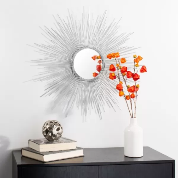 Decorative Mirrors-Kirkland's Home Emme Silver Sunburst Wall Mirror