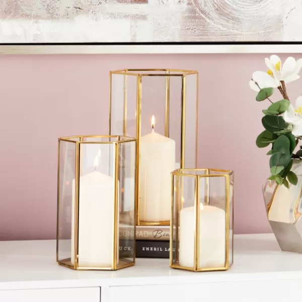 Lanterns-Kirkland's Home En Geometric 3-Pc. Decorative Lantern Set Gold