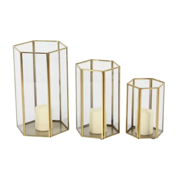 Lanterns-Kirkland's Home En Geometric 3-Pc. Decorative Lantern Set Gold