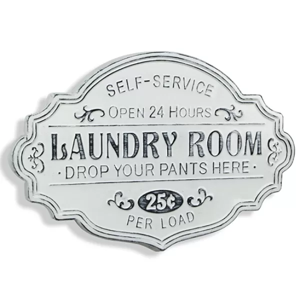 Wall Quotes & Signs-Kirkland's Home Enamel Laundry Room Wall Plaque White/Black