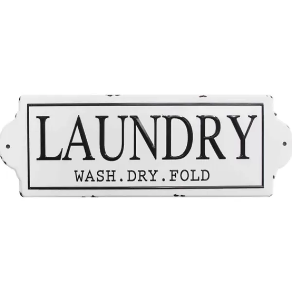 Wall Quotes & Signs-Kirkland's Home Enamel Laundry Wash Dry Fold Wall Plaque White/Black