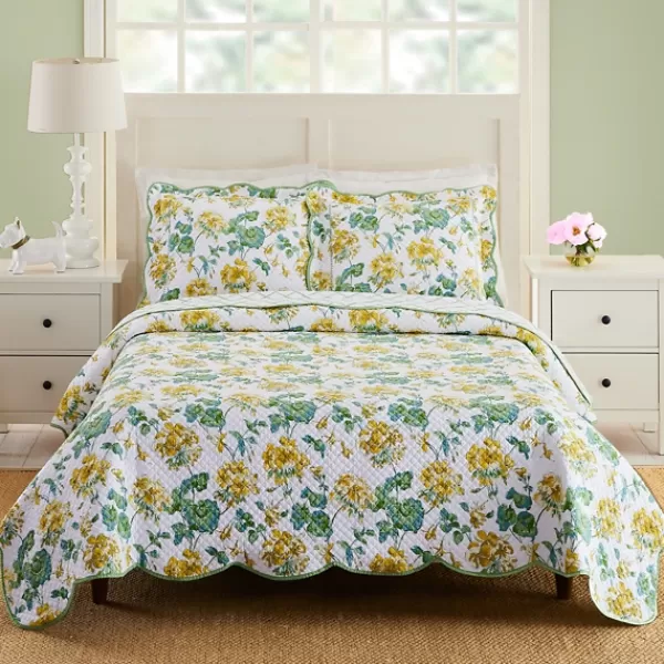 Quilts-Kirkland's Home English Meadow 3-Pc. King Quilt Set Green/Yellow/White