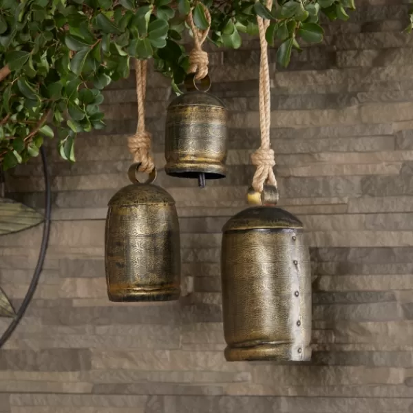 Decorative Accents-Kirkland's Home Engraved Hanging Decorative Bells, Set Of 3 Gold