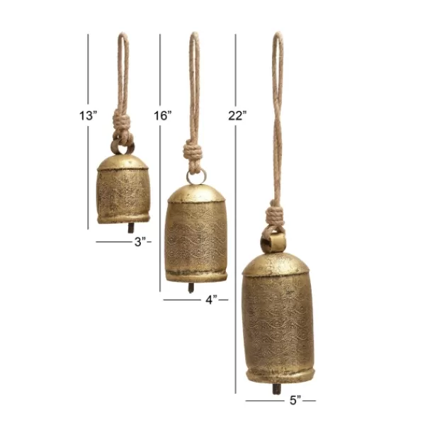 Decorative Accents-Kirkland's Home Engraved Hanging Decorative Bells, Set Of 3 Gold