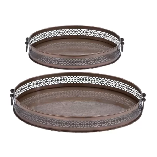 Decorative Trays-Kirkland's Home Engraved Metal Mandala Trays, Set Of 2 Brown