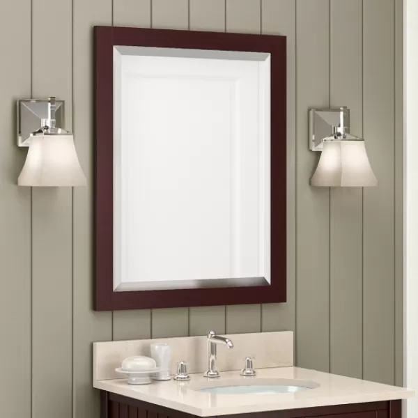 Framed Mirrors-Kirkland's Home Espresso Beveled Vanity Mirror Brown