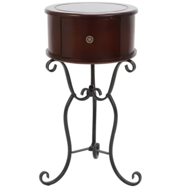 Accent & End Tables-Kirkland's Home Espresso Round Accent Table Brown