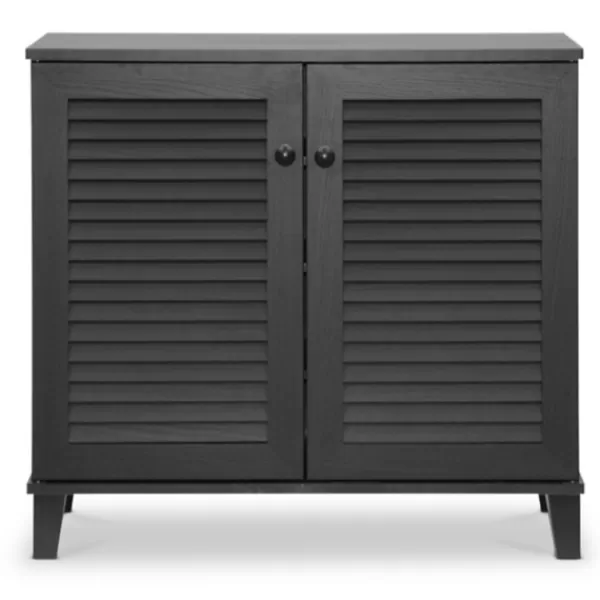 Cabinets & Sideboards-Kirkland's Home Espresso Shutter Door Wooden Cabinet