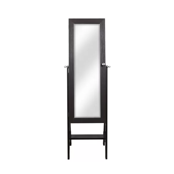 Full Length & Floor Mirrors-Kirkland's Home Espresso Wood Mirror Armoire Brown