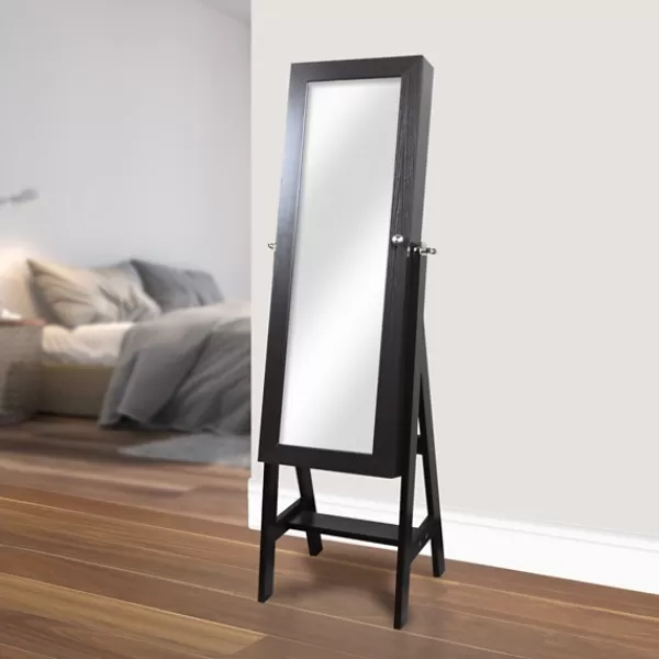 Full Length & Floor Mirrors-Kirkland's Home Espresso Wood Mirror Armoire Brown