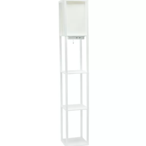 Floor Lamps-Kirkland's Home Etagere Shelf Charging Floor Lamp White