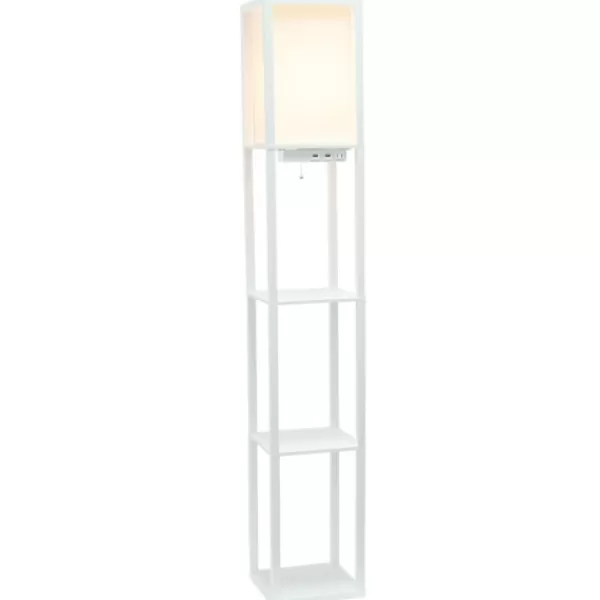 Floor Lamps-Kirkland's Home Etagere Shelf Charging Floor Lamp White