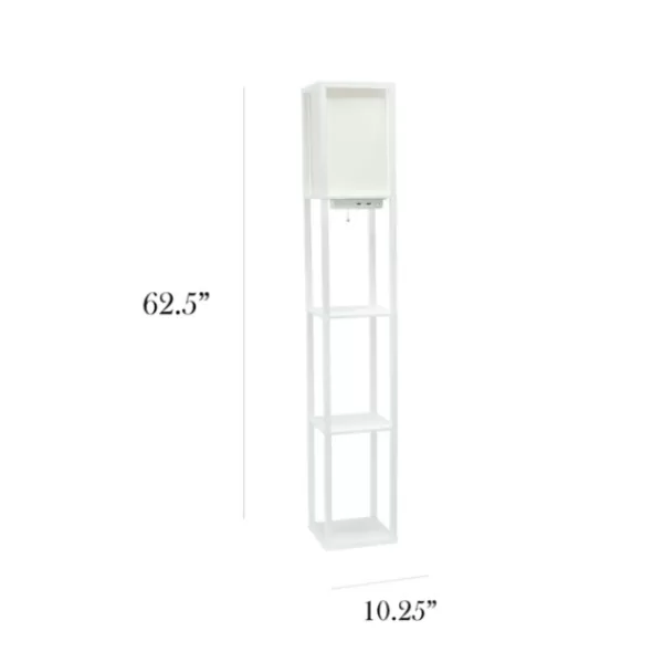 Floor Lamps-Kirkland's Home Etagere Shelf Charging Floor Lamp White
