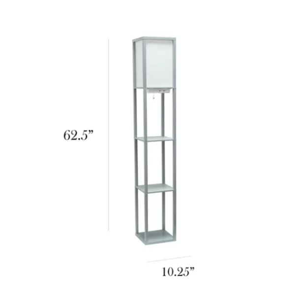 Floor Lamps-Kirkland's Home Etagere Shelf Charging Floor Lamp Gray