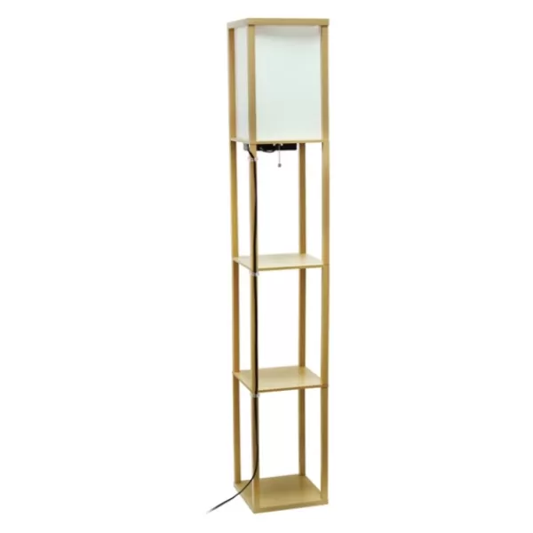 Floor Lamps-Kirkland's Home Etagere Shelf Charging Floor Lamp Tan