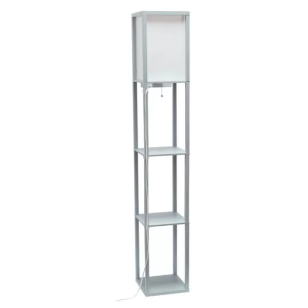 Floor Lamps-Kirkland's Home Etagere Shelf Charging Floor Lamp Gray