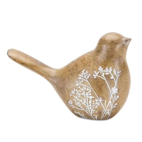 Statues & Figurines-Kirkland's Home Etched Floral Bird Figurines, Set Of 4 Tan/White