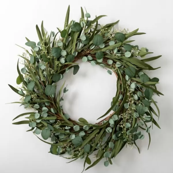 Wreaths-Kirkland's Home Eucalyptus And Bamboo Leaves Wreath Green