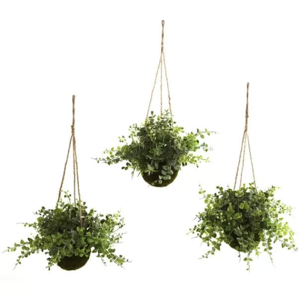 Arrangements & Greenery-Kirkland's Home Eucalyptus And Berry Hanging Baskets, Set Of 3 Green