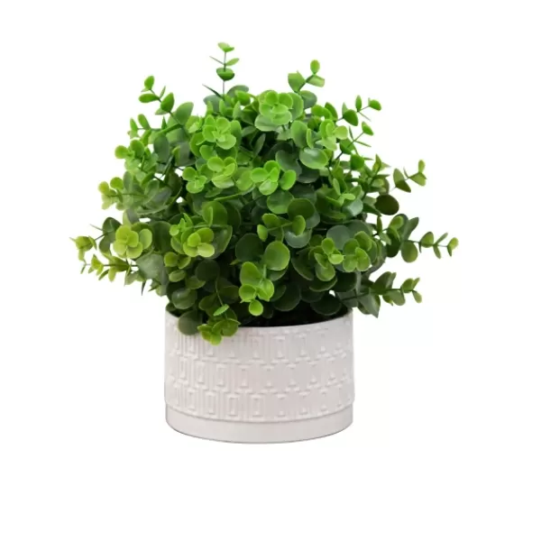 Arrangements & Greenery-Kirkland's Home Eucalyptus Arrangement In White Decorative Pot Green