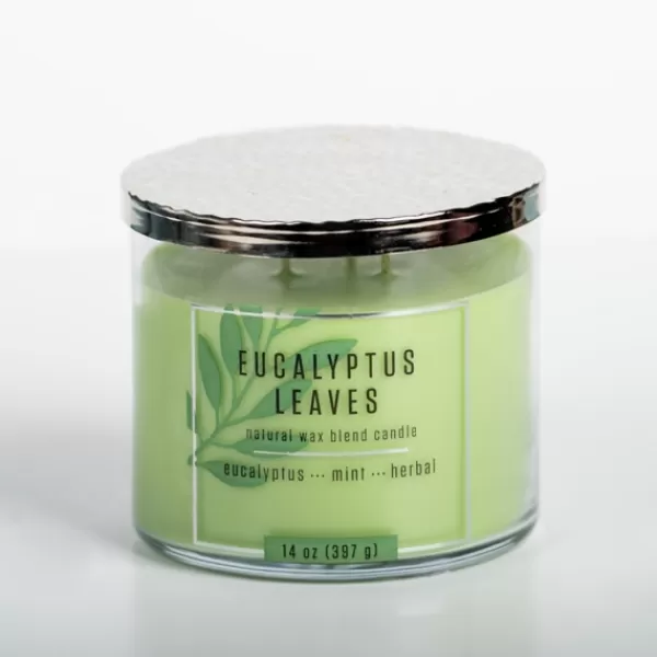 Candles-Kirkland's Home Eucalyptus Leaves Triple Wick Jar Candle Green