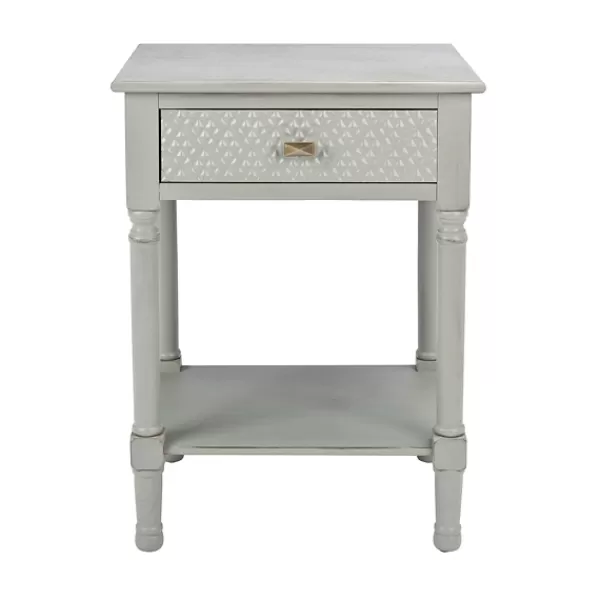 Accent & End Tables-Kirkland's Home Evelina Textured Single Drawer Accent Table Gray