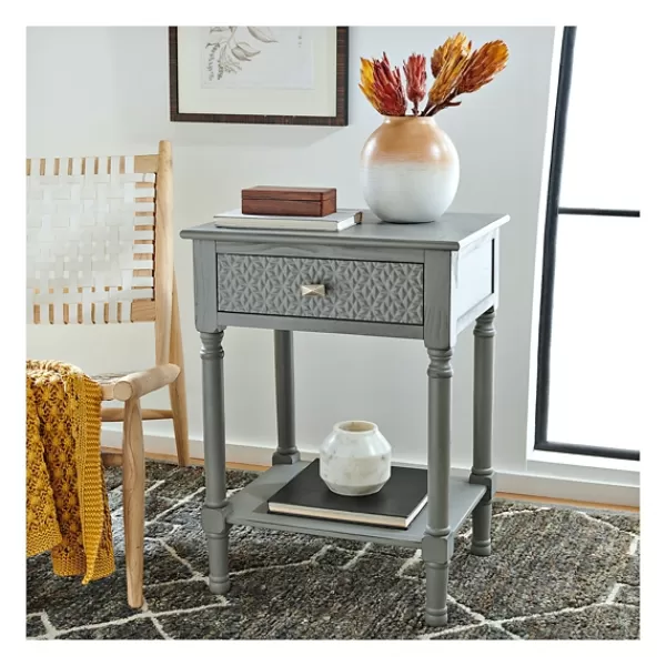 Accent & End Tables-Kirkland's Home Evelina Textured Single Drawer Accent Table Gray