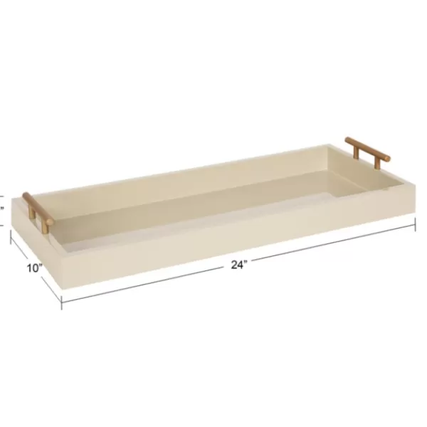 Decorative Trays-Kirkland's Home Evelyn Cream Narrow Decorative Tray Ivory