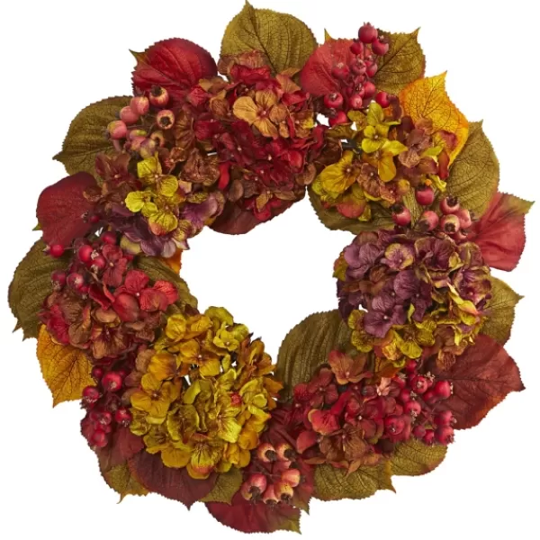 Wreaths-Kirkland's Home Fall Hydrangea Wreath Red/Yellow