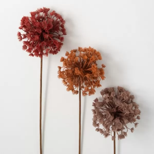 Stems & Bouquets-Kirkland's Home Fall Queen Anne'S Lace Orb Stems, Set Of 3 Red/Orange/Gray